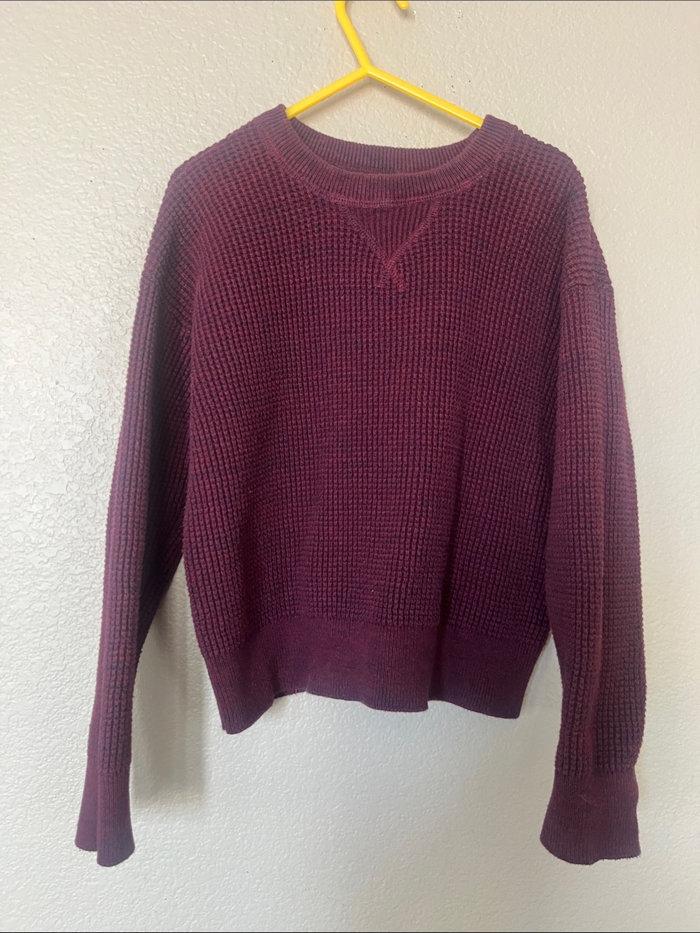 Gap kids Waffle Knit long sleeve Crewneck Sweater - burgundy